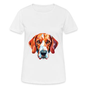 Englische Foxhound-Hunderasse Aquarell-Illustration - Frauen T-Shirt atmungsaktiv - Weiß - Vorne - AI Model Female 172 dark (172cm)