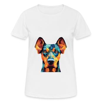 Doberman Pinscher chien race aquarelle colorée - T-shirt respirant Femme - blanc - Devant - AI Model Female 172 dark (172cm)