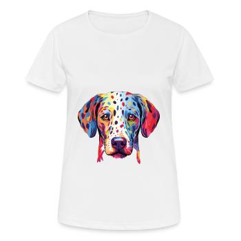 Dalmatinische Hunderasse Aquarellglas-Illustration - Frauen T-Shirt atmungsaktiv - Weiß - Vorne - AI Model Female 172 dark (172cm)