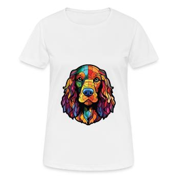 Anglais Cocker Épagneul chien race aquarelle verre - T-shirt respirant Femme - blanc - Devant - AI Model Female 172 dark (172cm)