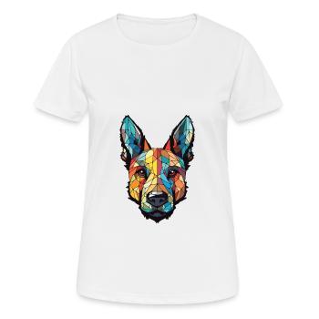 Dutch Shepherd Dog Breed Watercolor Illustration - Women's Breathable T-Shirt - white - Front - AI Model Female 172 dark (172cm)