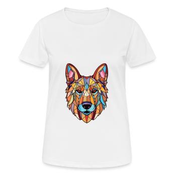 Berger d’Europe de l’Est race chien aquarelle verre - T-shirt respirant Femme - blanc - Devant - AI Model Female 172 dark (172cm)