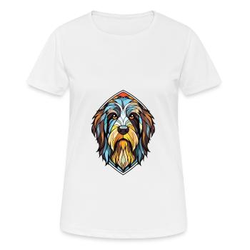 Dutch Schapendoes Dog Breed Colorful Watercolor - Women's Breathable T-Shirt - white - Front - AI Model Female 172 dark (172cm)