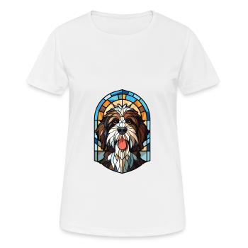 Dutch Schapendoes Dog Breed Colorful Watercolor - Women's Breathable T-Shirt - white - Front - AI Model Female 172 dark (172cm)