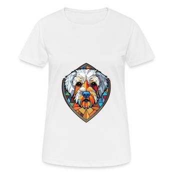 Dandie Dinmont Terrier Dog Breed Watercolor Glass - Women's Breathable T-Shirt - white - Front - AI Model Female 172 dark (172cm)