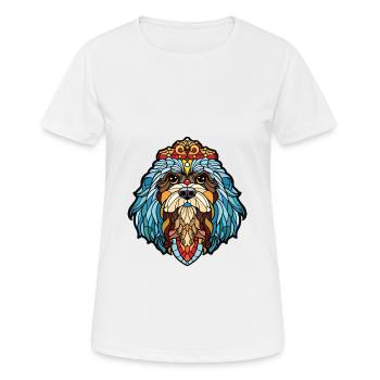Chinese Imperial Dog Breed Watercolor Illustration - Women's Breathable T-Shirt - white - Front - AI Model Female 172 dark (172cm)