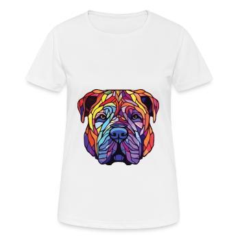 Illustration à l’aquarelle de race de chien chinois Shar Pei - T-shirt respirant Femme - blanc - Devant - AI Model Female 172 dark (172cm)