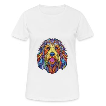 Bergamasco Hunderasse Aquarell Glas Illustration - Frauen T-Shirt atmungsaktiv - Weiß - Vorne - AI Model Female 172 dark (172cm)