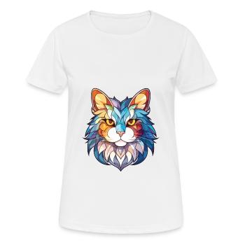 Ragamuffin chat coloré aquarelle illustration - T-shirt respirant Femme - blanc - Devant - AI Model Female 172 dark (172cm)
