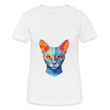 Russische blaue Katze bunte Aquarell-Illustration - Frauen T-Shirt atmungsaktiv - Weiß - Vorne - AI Model Female 172 dark (172cm)