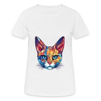 Pixie Bob Cat Colorful Watercolor Pet Illustration - Women's Breathable T-Shirt - white - Front - AI Model Female 172 dark (172cm)