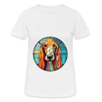 Afghan Hound Dog Breed Watercolor Illustration - Women's Breathable T-Shirt - white - Front - AI Model Female 172 dark (172cm)