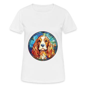 American Cocker Spaniel chien race aquarelle verre - T-shirt respirant Femme - blanc - Devant - AI Model Female 172 dark (172cm)