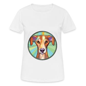 Azawakh Dog Breed Colorful Watercolor Illustration - Women's Breathable T-Shirt - white - Front - AI Model Female 172 dark (172cm)