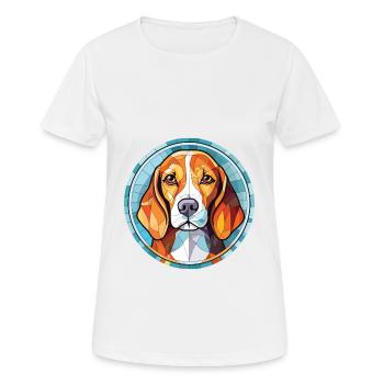 Beagle Hunderasse bunte Aquarell-Illustration - Frauen T-Shirt atmungsaktiv - Weiß - Vorne - AI Model Female 172 dark (172cm)