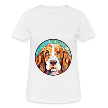 Basset Griffon Vendeen Petit Dog Rasse Aquarell - Frauen T-Shirt atmungsaktiv - Weiß - Vorne - AI Model Female 172 dark (172cm)