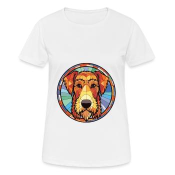 Airedale Terrier chien race aquarelle Illustration - T-shirt respirant Femme - blanc - Devant - AI Model Female 172 dark (172cm)