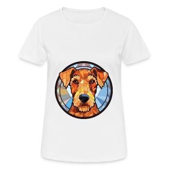 Airedale Terrier chien race aquarelle Illustration - T-shirt respirant Femme - blanc - Devant - AI Model Female 172 dark (172cm)
