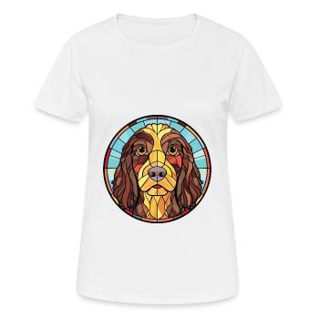 Barbet Dog Breed Colorful Watercolor Illustration - Women's Breathable T-Shirt - white - Front - AI Model Female 172 dark (172cm)