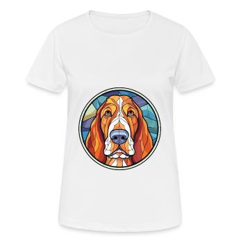 Basset Artesien Normand Dog Breed Watercolor Glass - Women's Breathable T-Shirt - white - Front - AI Model Female 172 dark (172cm)