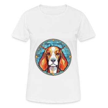 Beagle Hunderasse bunte Aquarell-Illustration - Frauen T-Shirt atmungsaktiv - Weiß - Vorne - AI Model Female 172 dark (172cm)