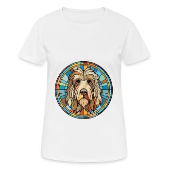 Bergamasco Hunderasse Aquarell Glas Illustration - Frauen T-Shirt atmungsaktiv - Weiß - Vorne - AI Model Female 172 dark (172cm)