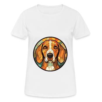Aquarelle de chien Foxhound de Virginie noir et feu - T-shirt respirant Femme - blanc - Devant - AI Model Female 172 dark (172cm)