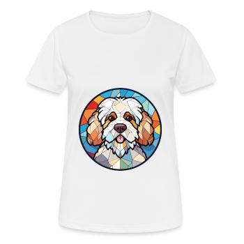 Bolognaise chien race aquarelle verre Illustration - T-shirt respirant Femme - blanc - Devant - AI Model Female 172 dark (172cm)