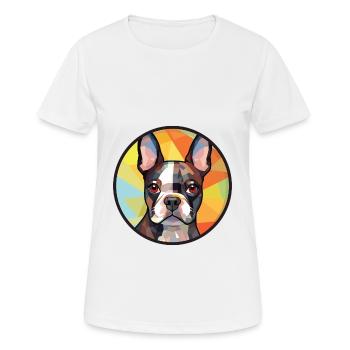 Boston Terrier Hunderasse Aquarell Illustration - Frauen T-Shirt atmungsaktiv - Weiß - Vorne - AI Model Female 172 dark (172cm)