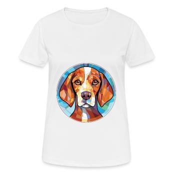 Britanny chien race aquarelle verre Illustration - T-shirt respirant Femme - blanc - Devant - AI Model Female 172 dark (172cm)