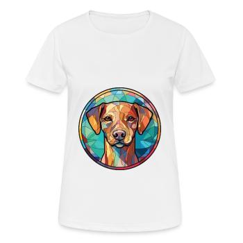 Cao De Castro Laboreiro race chien aquarelle verre - T-shirt respirant Femme - blanc - Devant - AI Model Female 172 dark (172cm)