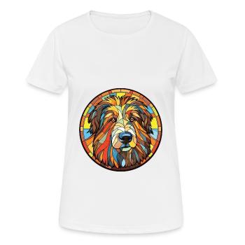 Catalan Sheepdog Dog Breed Watercolor Illustration - Women's Breathable T-Shirt - white - Front - AI Model Female 172 dark (172cm)