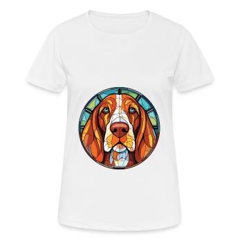 Bassett Hund Hunderasse Aquarell Illustration - Frauen T-Shirt atmungsaktiv - Weiß - Vorne - AI Model Female 172 dark (172cm)