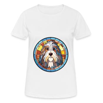 Illustration à l’aquarelle de race de chien Collie barbu - T-shirt respirant Femme - blanc - Devant - AI Model Female 172 dark (172cm)