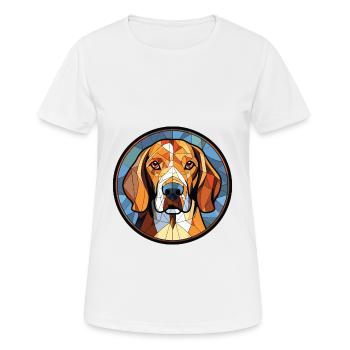 Aquarelle de chien Foxhound de Virginie noir et feu - T-shirt respirant Femme - blanc - Devant - AI Model Female 172 dark (172cm)
