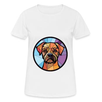 Border Terrier chien race aquarelle Illustration - T-shirt respirant Femme - blanc - Devant - AI Model Female 172 dark (172cm)