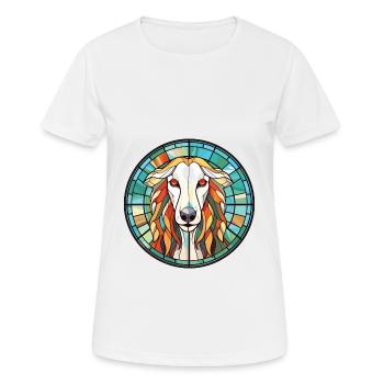 Borzoi Dog Breed Colorful Watercolor Illustration - Women's Breathable T-Shirt - white - Front - AI Model Female 172 dark (172cm)