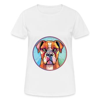Boxer-Hundsrasse bunte Aquarell-Illustration - Frauen T-Shirt atmungsaktiv - Weiß - Vorne - AI Model Female 172 dark (172cm)