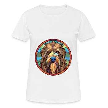 Briard Dog Breed Colorful Watercolor Illustration - Women's Breathable T-Shirt - white - Front - AI Model Female 172 dark (172cm)