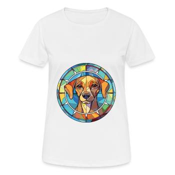 Cao da Serra de Aires Hunderasse Aquarellglas - Frauen T-Shirt atmungsaktiv - Weiß - Vorne - AI Model Female 172 dark (172cm)