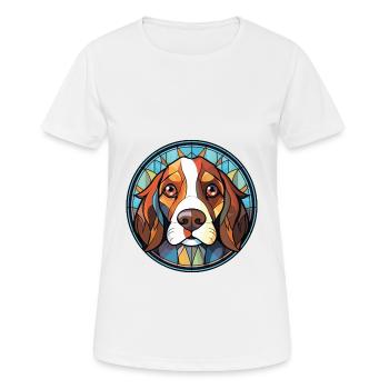 Ariegeois race chien aquarelle verre illustration - T-shirt respirant Femme - blanc - Devant - AI Model Female 172 dark (172cm)