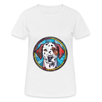 Dalmatiner Hund Rasse Aquarell Glas Illustration - Frauen T-Shirt atmungsaktiv - Weiß - Vorne - AI Model Female 172 dark (172cm)