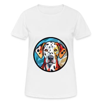 Dalmatiner Hund Rasse Aquarell Glas Illustration - Frauen T-Shirt atmungsaktiv - Weiß - Vorne - AI Model Female 172 dark (172cm)