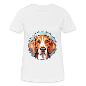 Englische Foxhound-Hunderasse Aquarell-Illustration - Frauen T-Shirt atmungsaktiv - Weiß - Vorne - AI Model Female 172 dark (172cm)