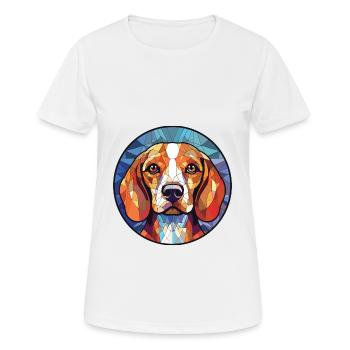 Beagle Harrier Hunderasse Aquarell Illustration - Frauen T-Shirt atmungsaktiv - Weiß - Vorne - AI Model Female 172 dark (172cm)