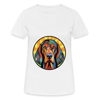 Noir et Tan Coonhound chien race verre aquarelle - T-shirt respirant Femme - blanc - Devant - AI Model Female 172 dark (172cm)