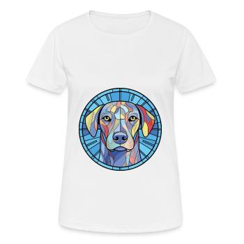 Blaue Spitzenhunderasse Aquarellglas-Illustration - Frauen T-Shirt atmungsaktiv - Weiß - Vorne - AI Model Female 172 dark (172cm)
