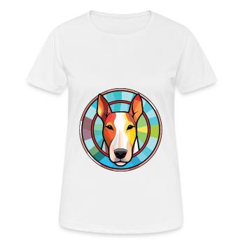 Bull Terrier chien race aquarelle Illustration - T-shirt respirant Femme - blanc - Devant - AI Model Female 172 dark (172cm)