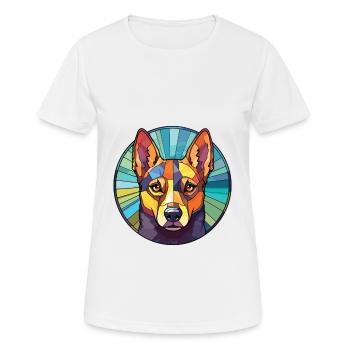 Australian Kelpie Dog Breed Colorful Watercolor - Women's Breathable T-Shirt - white - Front - AI Model Female 172 dark (172cm)