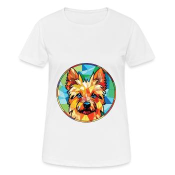 Australian Silky Terrier Dog Breed Watercolor - Women's Breathable T-Shirt - white - Front - AI Model Female 172 dark (172cm)